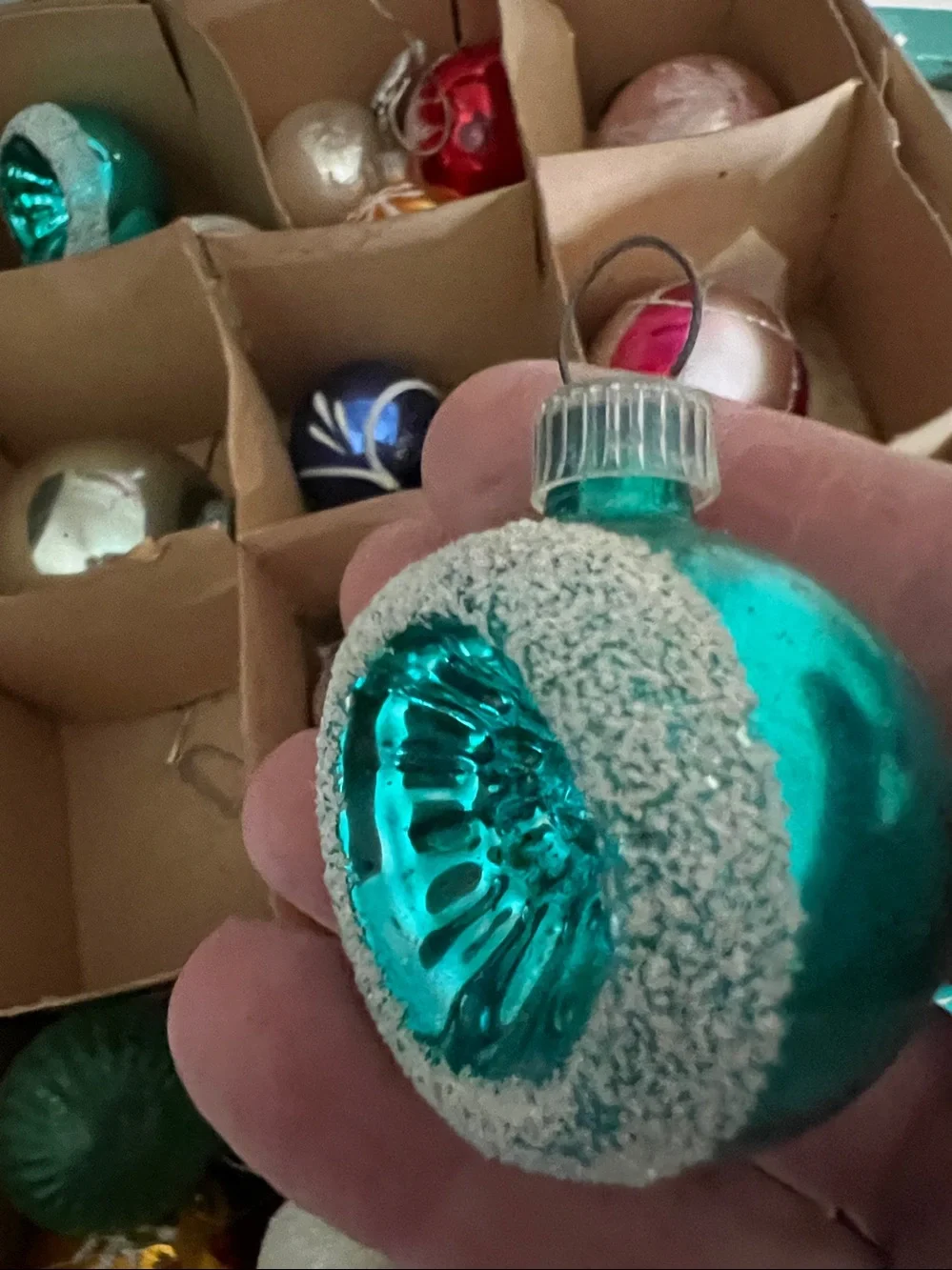 Incredible Lot Vintage Mercury glass indent flocked Christmas ornaments feather